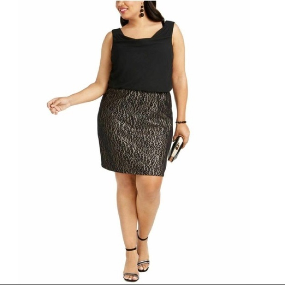 BCX Sheath Cocktail Dress Sleeveless Black Plus 1X